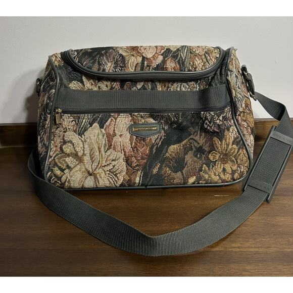 Jaguar Floral Tapestry Weekender Travel Luggage Bag Soft Shell Carry-on Vintage - Picture 1 of 10